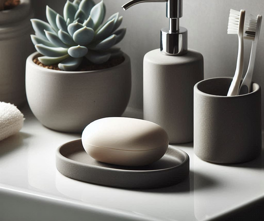 Sleek Minimalist Soap Dish and Toothbrush Cup Set